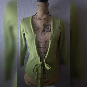 VINTAGE COQUETTE Worthington Green Tie-Front Cardigan Fairycore